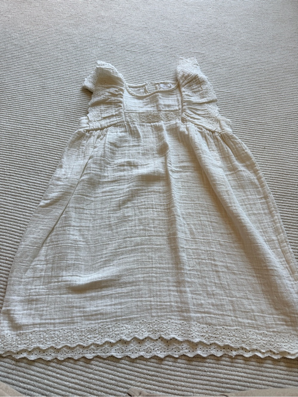 Jamie Kay Cream Flutter Sleeve Dress with Eyelet Hem